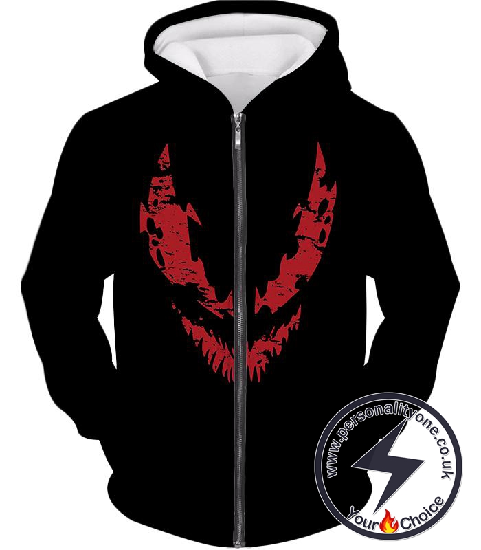 Blood Red Spiderman Villain Carnage Promo Black Zip Up Hoodie